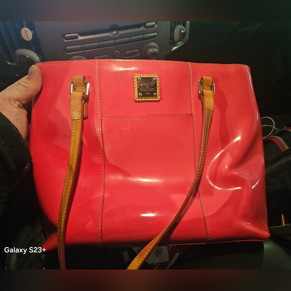 Dooney And Bourke Pink Patent Leather Tote Bag